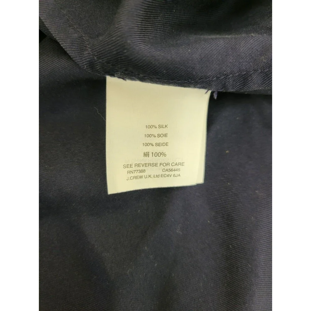 J.CREW Navy Solid Silk Twill V-Neck Ruffle Sleeveless Pullover Blouse 0
